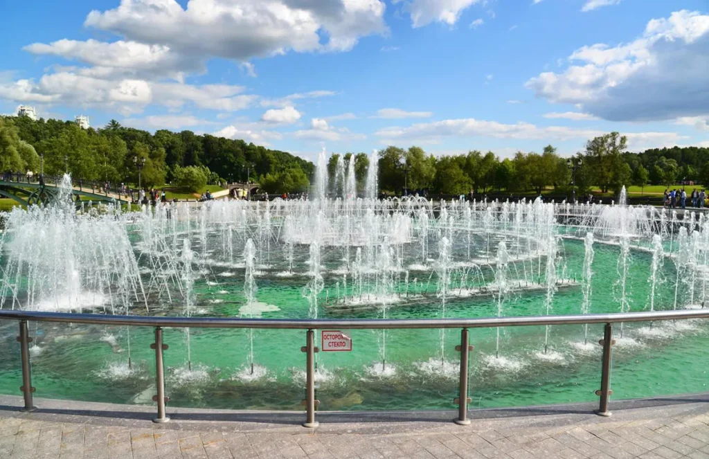 Musical fountains, water jet design, and LED lighting