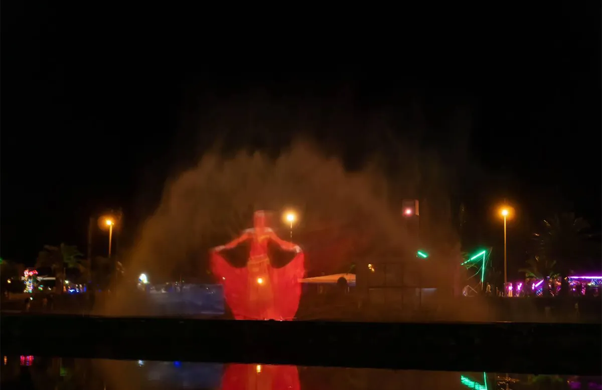 Musical fountains, urban landscape, water art