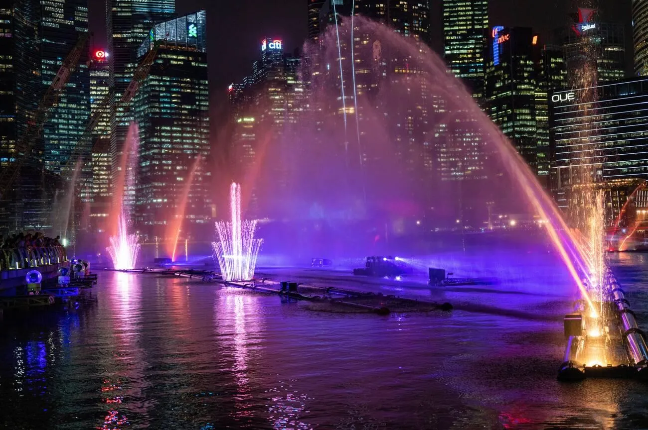 Musical fountain design, water features, technology, sound, lighting