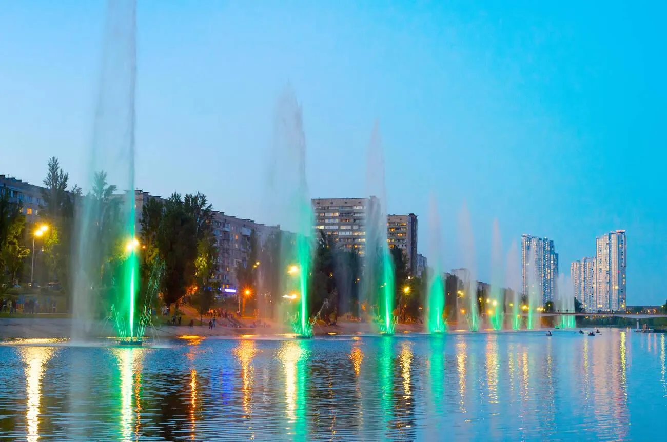 Musical Fountain Display with Water, Music, and Lights