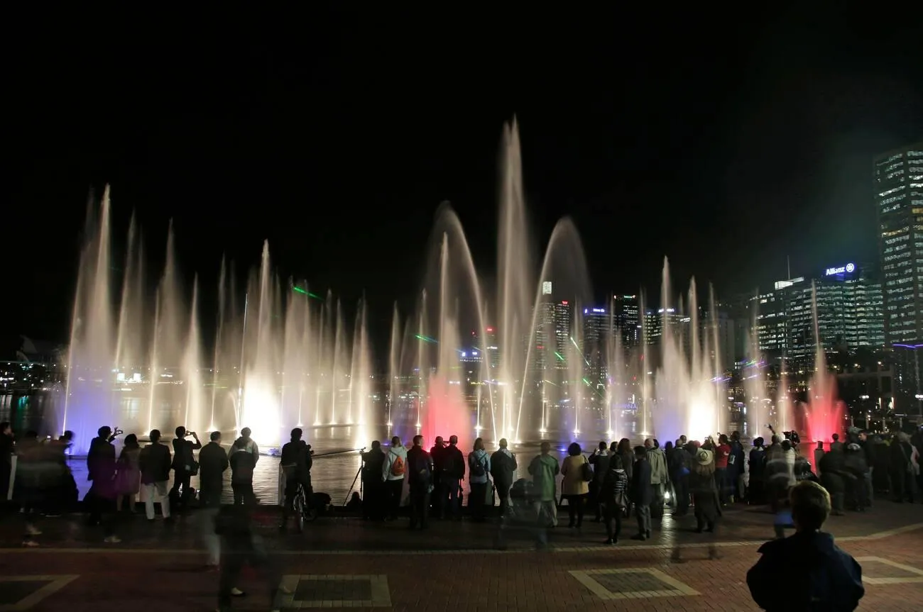 Musical Fountain Display with Water, Music, and Lights