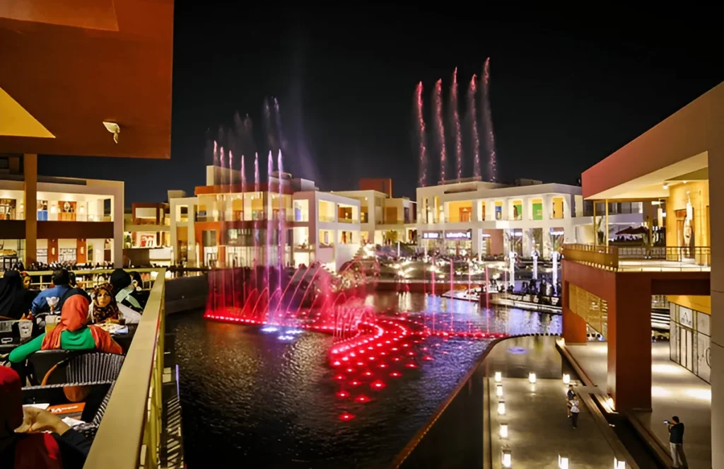 Domino Park Tranquil Fountain with Scenic Waterfront Views