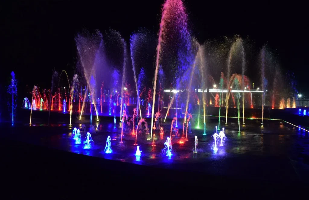 Umm Al Emarat Park fountains with synchronized water, music, and nature