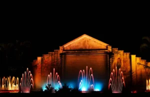 Musical fountains in Waterloo Park with synchronized water and lights