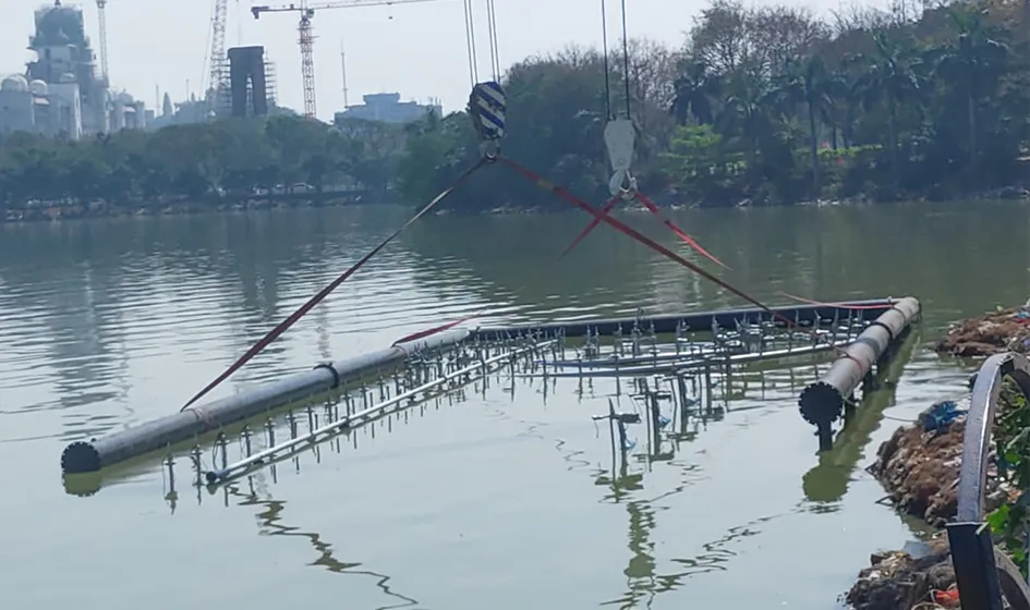180 M Floating Fountain installation, Hussain sagar, Hyderabad, Telangana